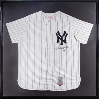 Mickey Mantle Signed and Framed New York Yankees Home Wool Jersey (UDA)